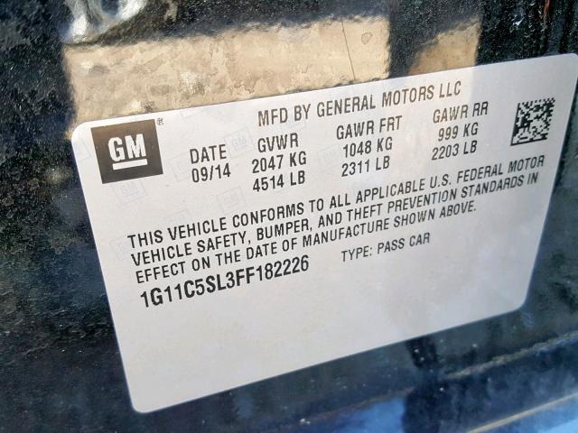 1G11C5SL3FF182226 - 2015 CHEVROLET MALIBU 1LT 黑色 照片 10