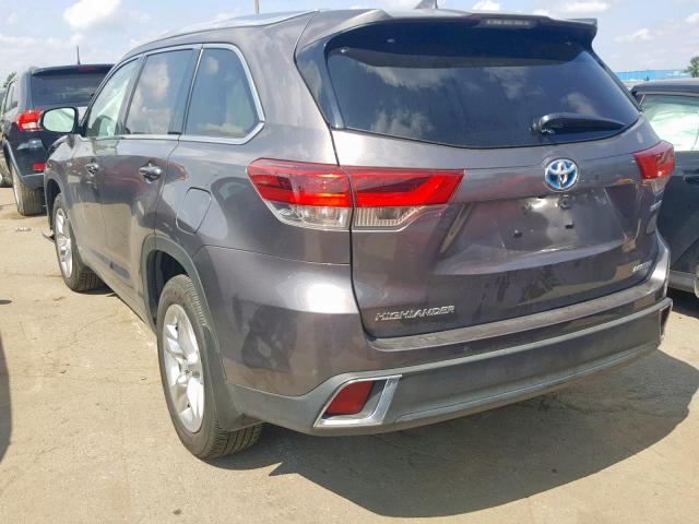 5TDDGRFH4KS061222 - 2019 TOYOTA HIGHLANDER GRAY photo 3