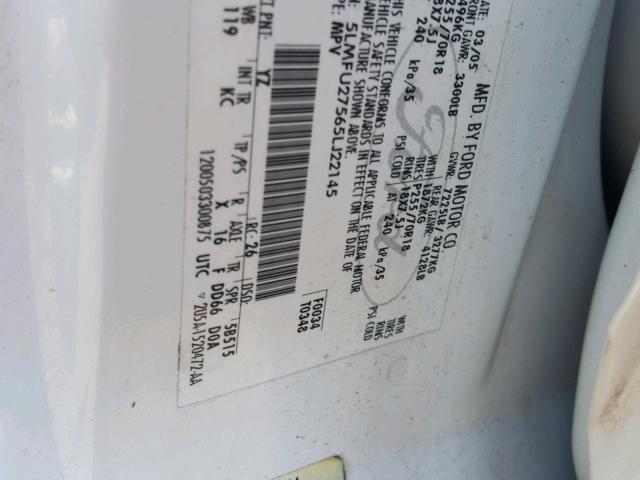 5LMFU27565LJ22145 - 2005 LINCOLN NAVIGATOR WHITE photo 10