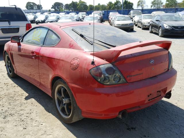 KMHHN65F64U142190 - 2004 HYUNDAI TIBURON GT RED photo 3