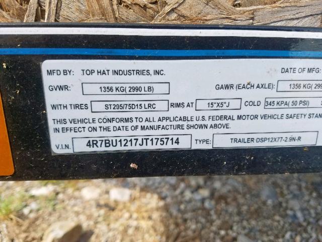 4R7BU1217JT175714 - 2018 TOPH TRAILER BLACK photo 10