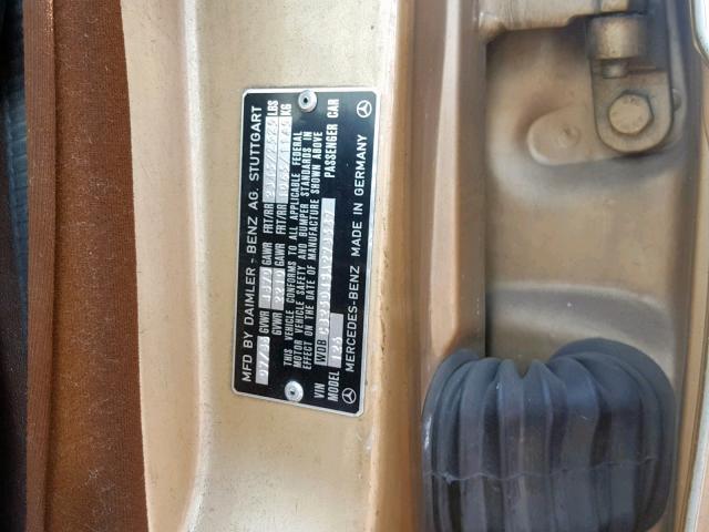 WDBCB25D4GA273587 - 1986 MERCEDES-BENZ 300 SDL GOLD photo 10