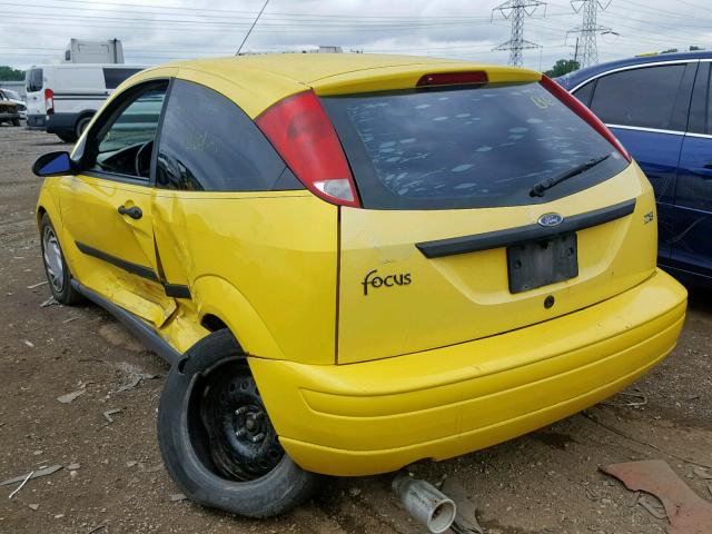 3FAFP31381R129532 - 2001 FORD FOCUS ZX3 YELLOW photo 3