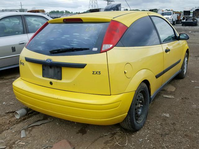 3FAFP31381R129532 - 2001 FORD FOCUS ZX3 YELLOW photo 4