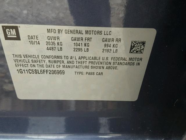 1G11C5SL6FF206969 - 2015 CHEVROLET MALIBU 1LT BLUE photo 10