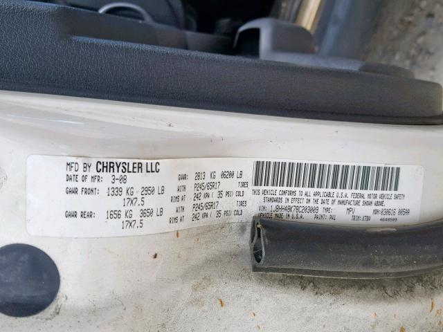 1J8HH48K78C203009 - 2008 JEEP COMMANDER 白色 照片 10