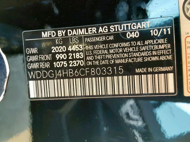 WDDGJ4HB6CF803315 - 2012 MERCEDES-BENZ C 250 BLACK photo 10