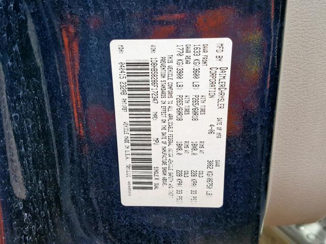 1D8HB58286F172347 - 2006 DODGE DURANGO LI BLUE photo 10