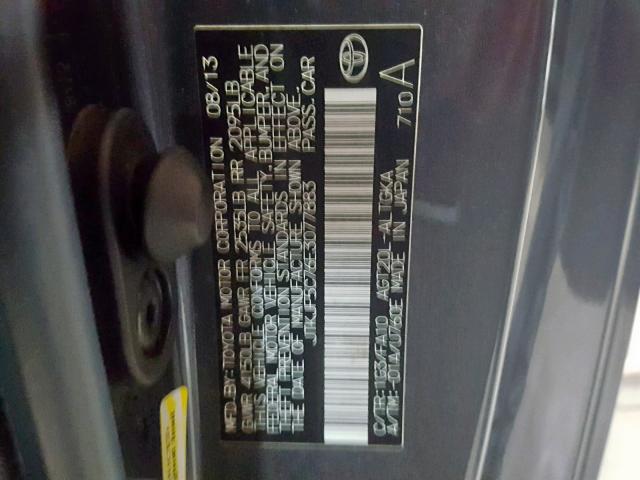 JTKJF5C76E3077883 - 2014 TOYOTA SCION TC ნაცრისფერი ფოტო 10