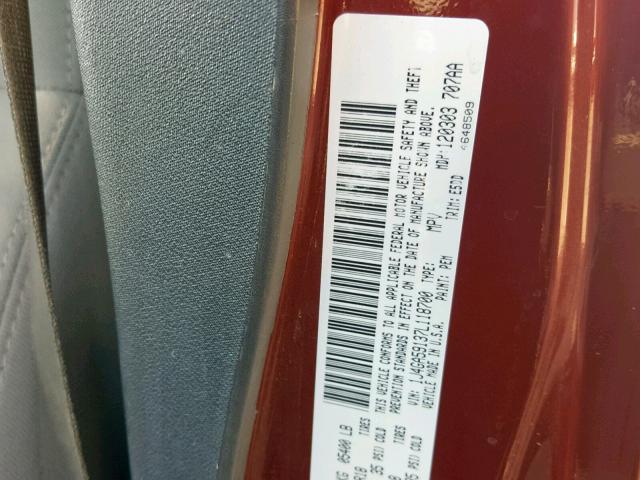 1J4GA59137L118700 - 2007 JEEP WRANGLER S წითელი ფოტო 10