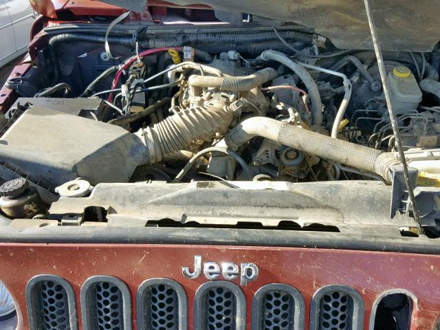 1J4GA59137L118700 - 2007 JEEP WRANGLER S წითელი ფოტო 7