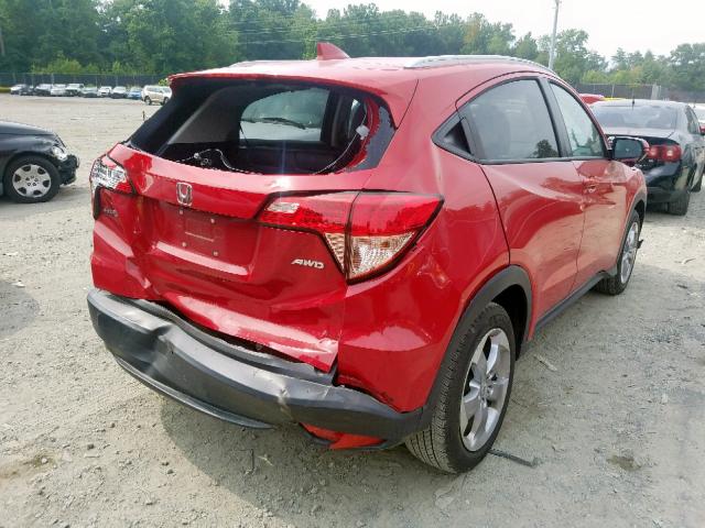 3CZRU6H76GM767157 - 2016 HONDA HR-V EXL RED photo 4