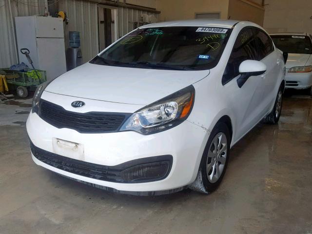 KNADM4A38E6394905 - 2014 KIA RIO LX WHITE photo 2