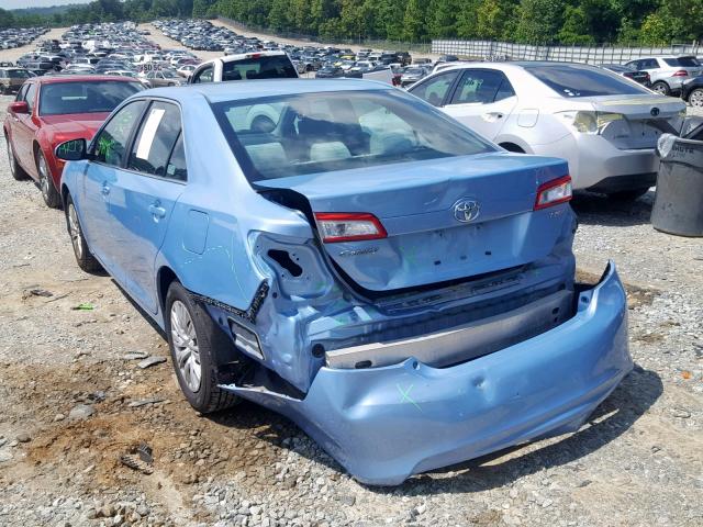 4T4BF1FK5CR201638 - 2012 TOYOTA CAMRY BASE BLUE photo 3