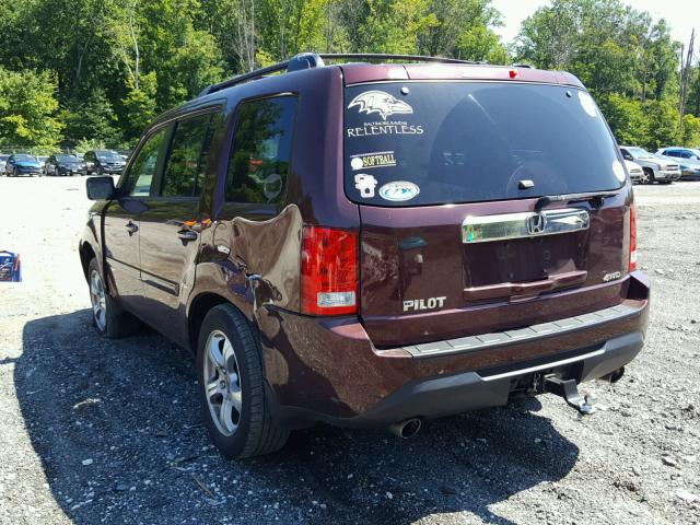 5FNYF4H78CB016706 - 2012 HONDA PILOT EXLN MAROON photo 3