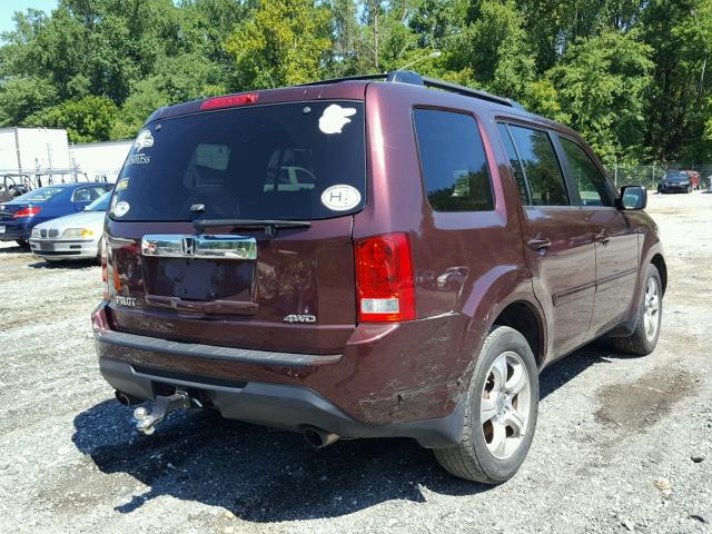 5FNYF4H78CB016706 - 2012 HONDA PILOT EXLN MAROON photo 4