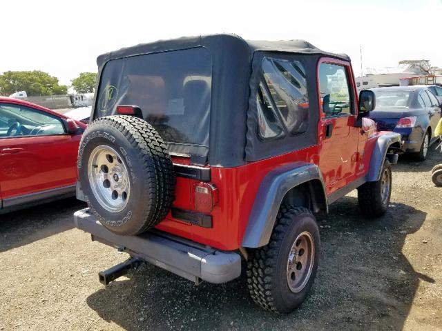 1J4FA39S74P792491 - 2004 JEEP WRANGLER X RED photo 4