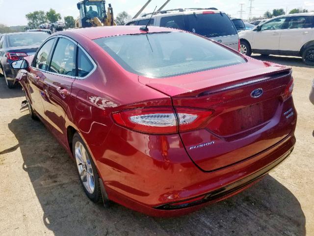 3FA6P0RU1GR190709 - 2016 FORD FUSION TIT RED photo 3