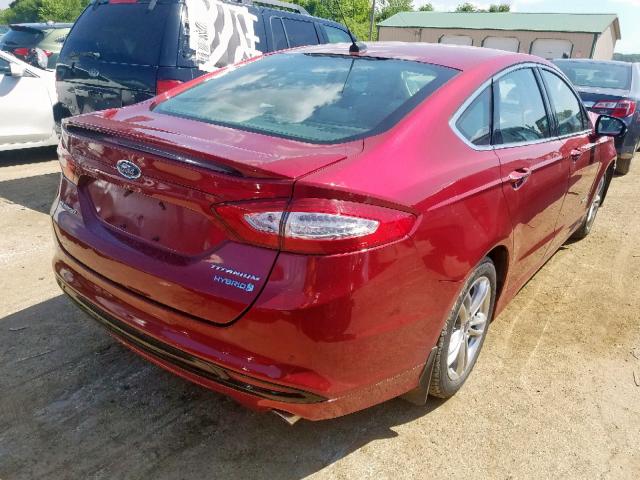 3FA6P0RU1GR190709 - 2016 FORD FUSION TIT RED photo 4