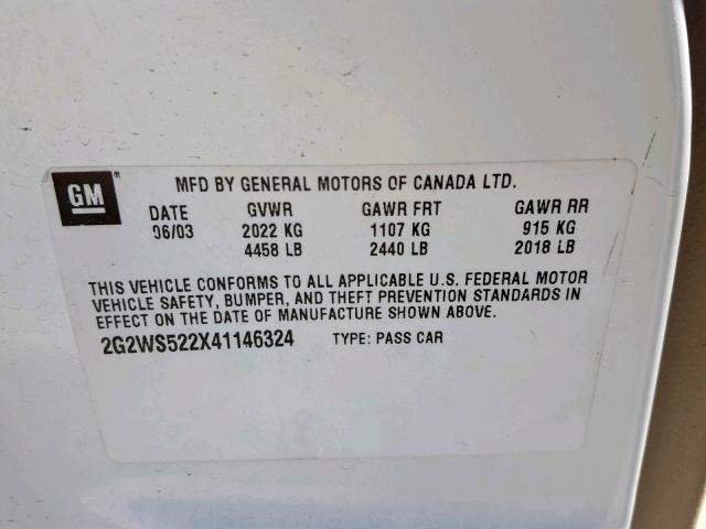 2G2WS522X41146324 - 2004 PONTIAC GRAND PRIX WHITE photo 10