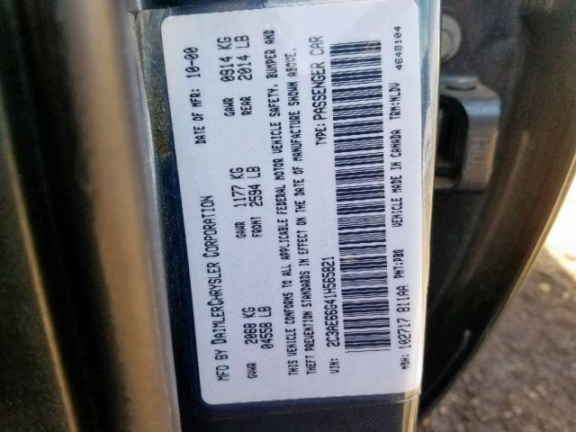 2C3AE66G41H565821 - 2001 CHRYSLER 300M GRAY photo 10