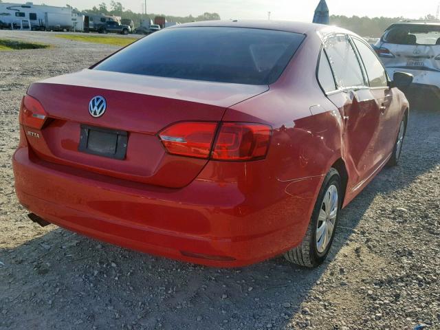 3VW1K7AJ1CM364523 - 2012 VOLKSWAGEN JETTA BASE RED photo 4