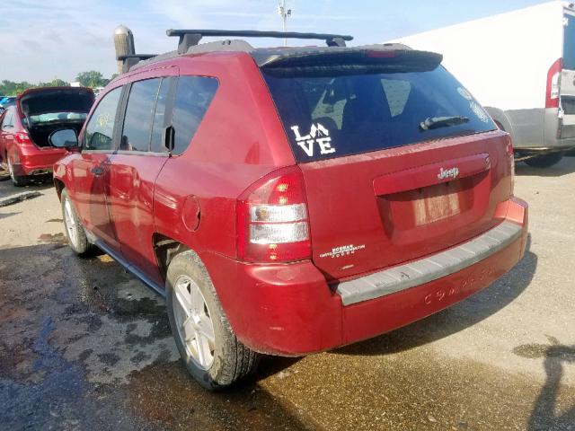 1J8FT47W97D145147 - 2007 JEEP COMPASS RED photo 3