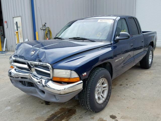 1B7GL2AN01S102514 - 2001 DODGE DAKOTA QUA BLUE photo 2