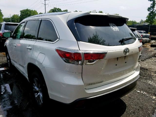 5TDJKRFH1FS146865 - 2015 TOYOTA HIGHLANDER WHITE photo 3