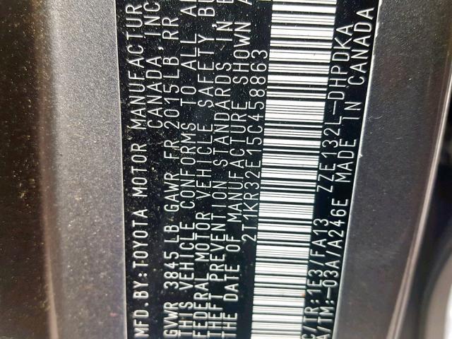 2T1KR32E15C458863 - 2005 TOYOTA MATRIX 灰色 照片 10