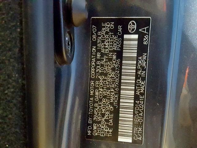 JTKDE167X80247396 - 2008 TOYOTA SCION TC გრაფიტი ფოტო 10