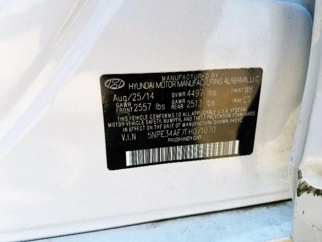 5NPE34AF7FH071070 - 2015 HYUNDAI SONATA SPO WHITE photo 10