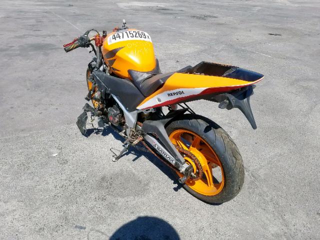 MLHMC4109D5301306 - 2013 HONDA CBR250 R ORANGE photo 3