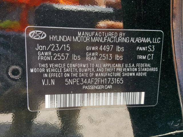 5NPE34AF2FH173165 - 2015 HYUNDAI SONATA SPO BLACK photo 10