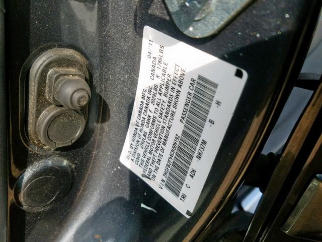 2HGFB2F94CH509192 - 2012 HONDA CIVIC EXL 石墨色 照片 10