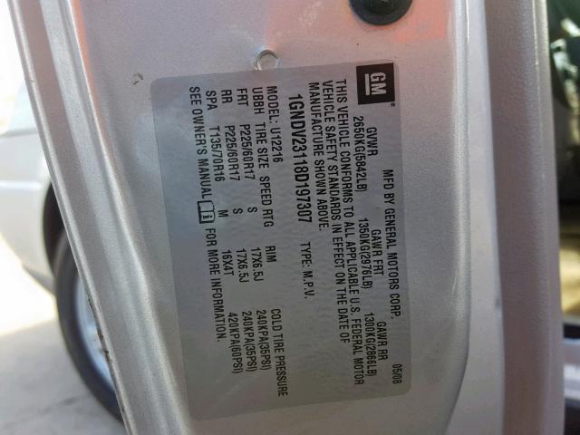 1GNDV23118D197307 - 2008 CHEVROLET UPLANDER L 灰色 照片 10