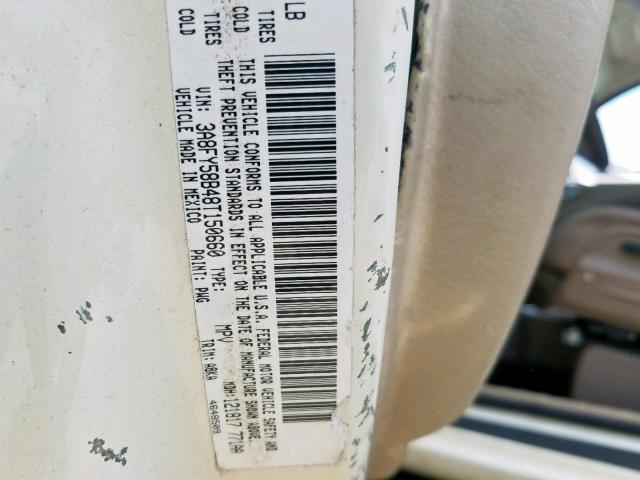 3A8FY58B48T150660 - 2008 CHRYSLER PT CRUISER CREAM photo 10