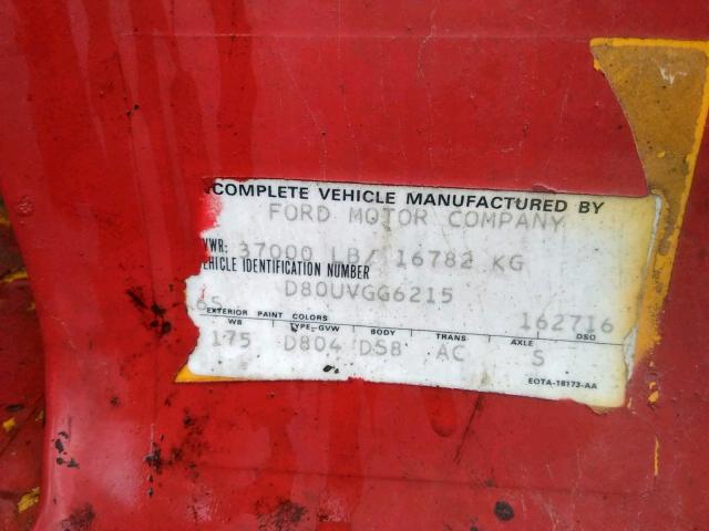 D80UVGG6215 - 1980 FORD F8000 RED photo 10