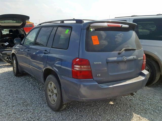 JTEGF21A830116465 - 2003 TOYOTA HIGHLANDER BLUE photo 3