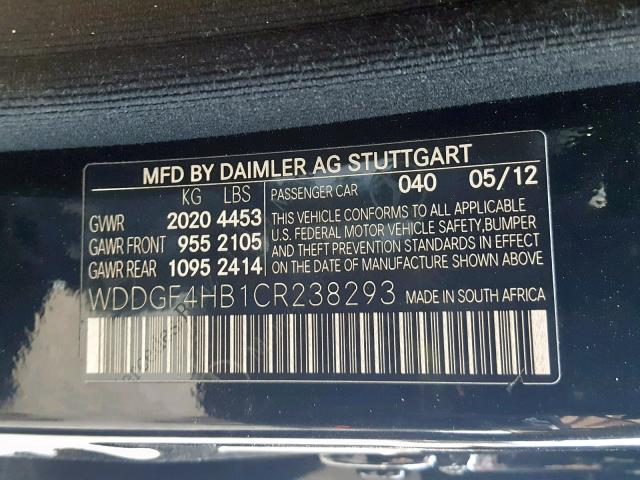 WDDGF4HB1CR238293 - 2012 MERCEDES-BENZ C 250 BLACK photo 10