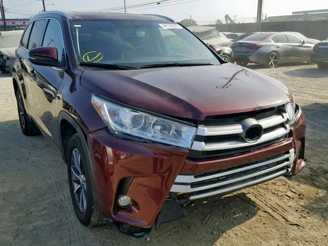 5TDKZRFH3JS254705 - 2018 TOYOTA HIGHLANDER MAROON photo 1