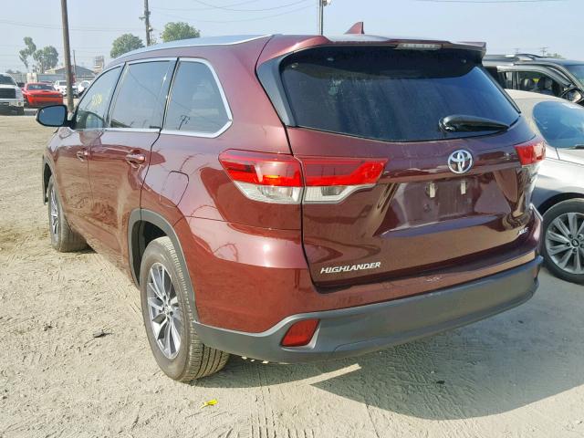 5TDKZRFH3JS254705 - 2018 TOYOTA HIGHLANDER MAROON photo 3