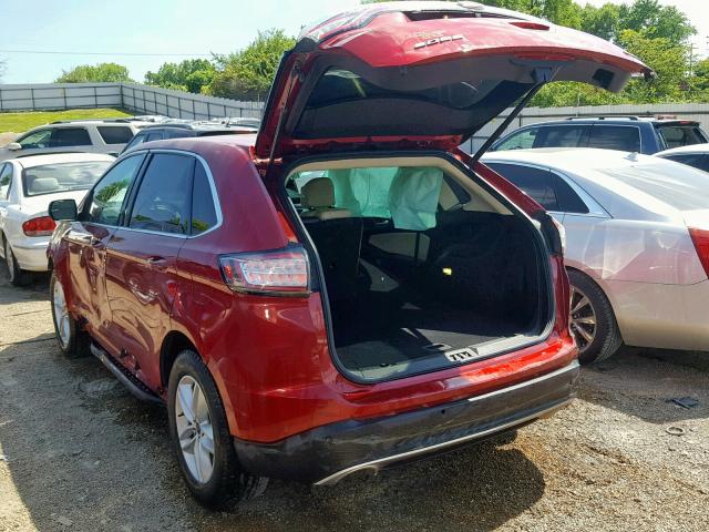 2FMTK3J8XFBB85528 - 2015 FORD EDGE SEL MAROON photo 3