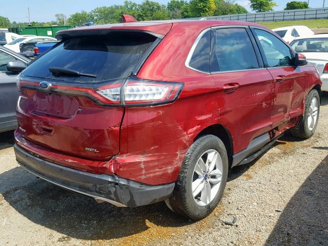 2FMTK3J8XFBB85528 - 2015 FORD EDGE SEL MAROON photo 4