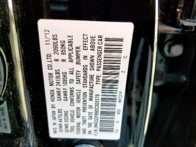 JH4CU2F89DC005579 - 2013 ACURA TSX SE BLACK photo 10