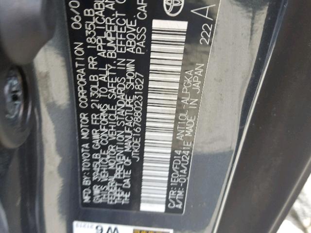 JTKDE167880231827 - 2008 TOYOTA SCION TC 灰色 照片 10