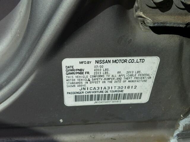 JN1CA31A31T301612 - 2001 NISSAN MAXIMA GXE SILVER photo 10