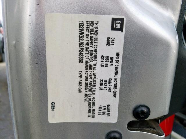 1G2WJ52J3YF203746 - 2000 PONTIAC GRAND PRIX SILVER photo 10