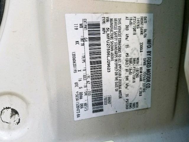 5LMFU27556LJ29623 - 2006 LINCOLN NAVIGATOR أبيض صورة 10