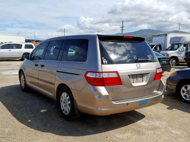 5FNRL38277B122260 - 2007 HONDA ODYSSEY LX BEIGE photo 3